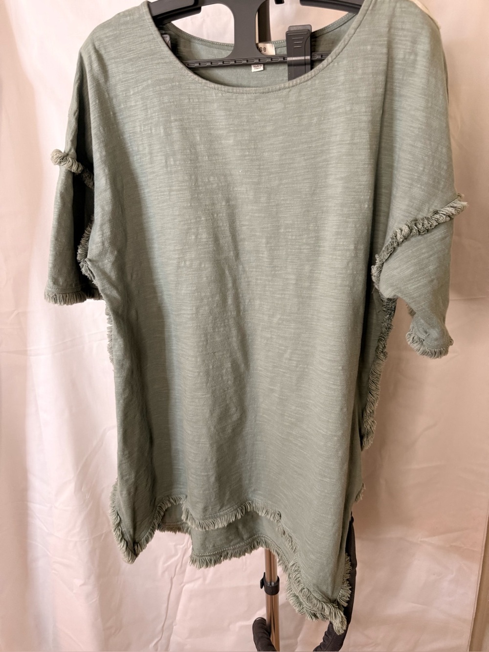 Umgee Size medium Classic Fringe-Trim Green Women's Top